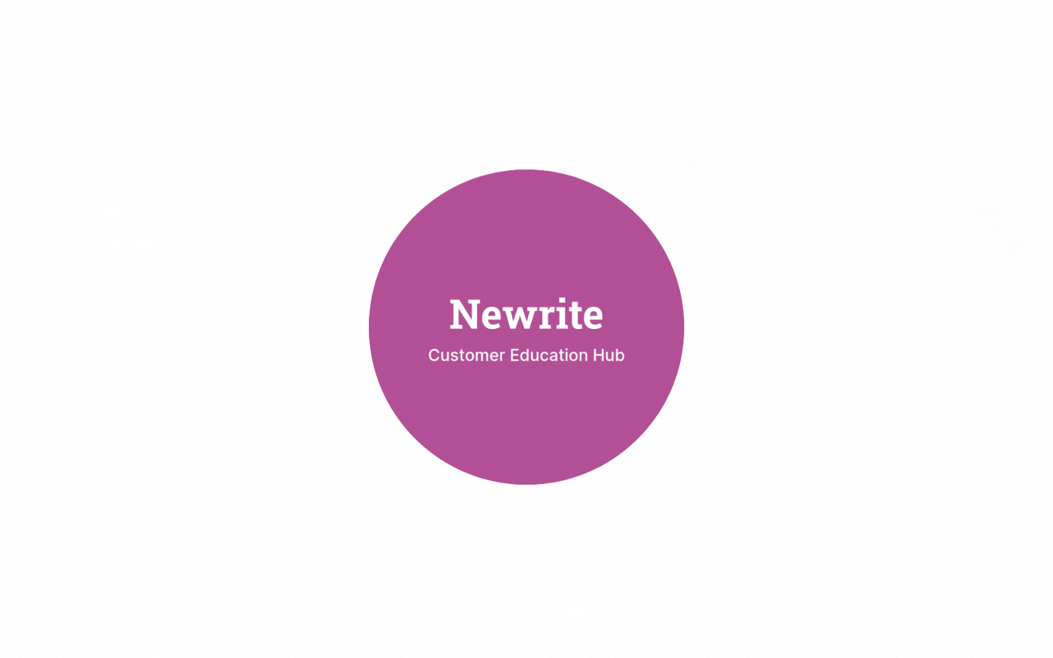 Diagram showing Newrite at the center as a Customer Education Hub, surrounded by tools like FAQs, Webinars, Guides, Training Videos, and Certifications to represent Newrite as a solution for customer education and training team.