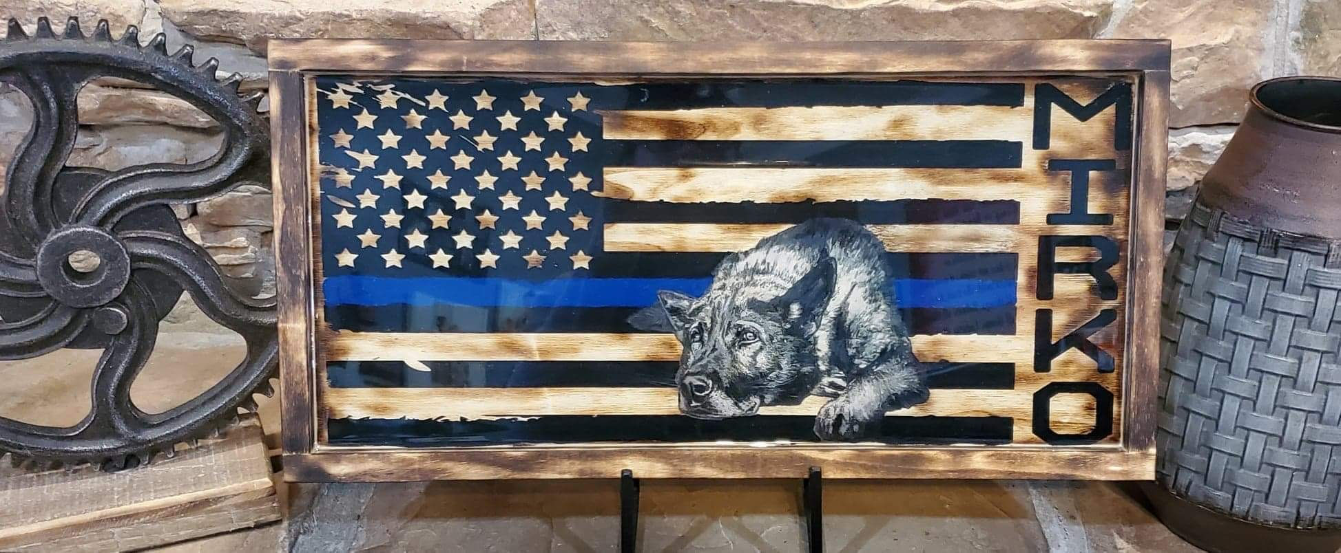 K-9 Flag Plaque