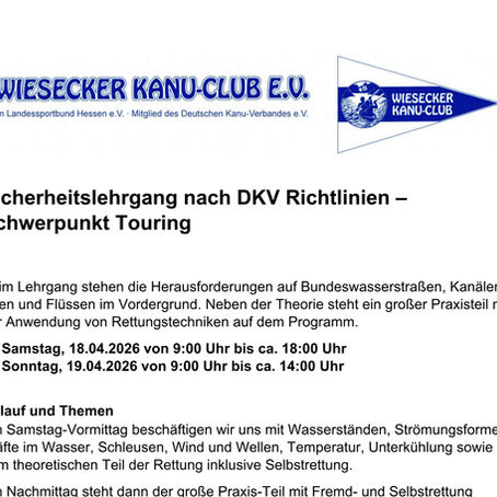 Safety first - Sicherheitskurs beim WKC