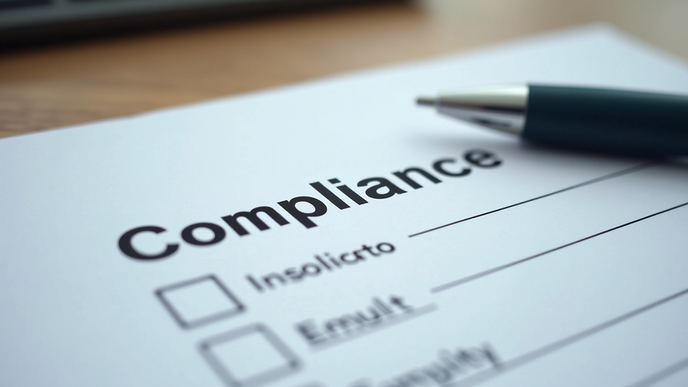 Close-up view of a financial document with compliance checklist