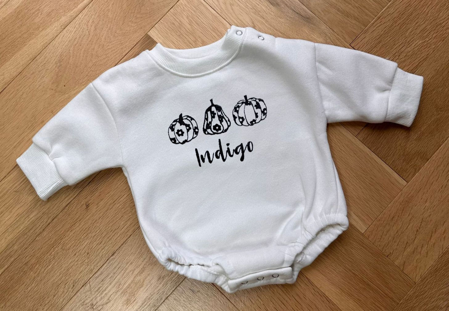 Personalised Embroidered Floral Pumpkin Romper