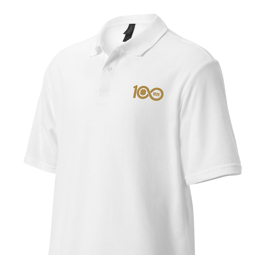 Thumbnail: Polo-Shirt (100 Jahre, Infinity-Logo) - schwarz/weiß (Unisex)