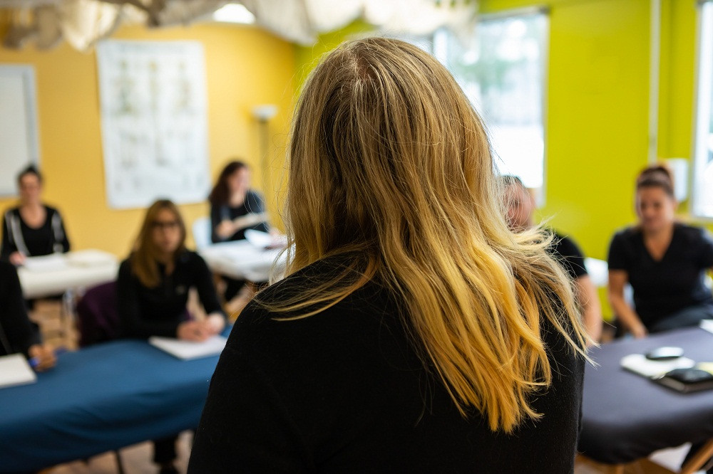 Massage Therapy Class at a massage school in Baltimore