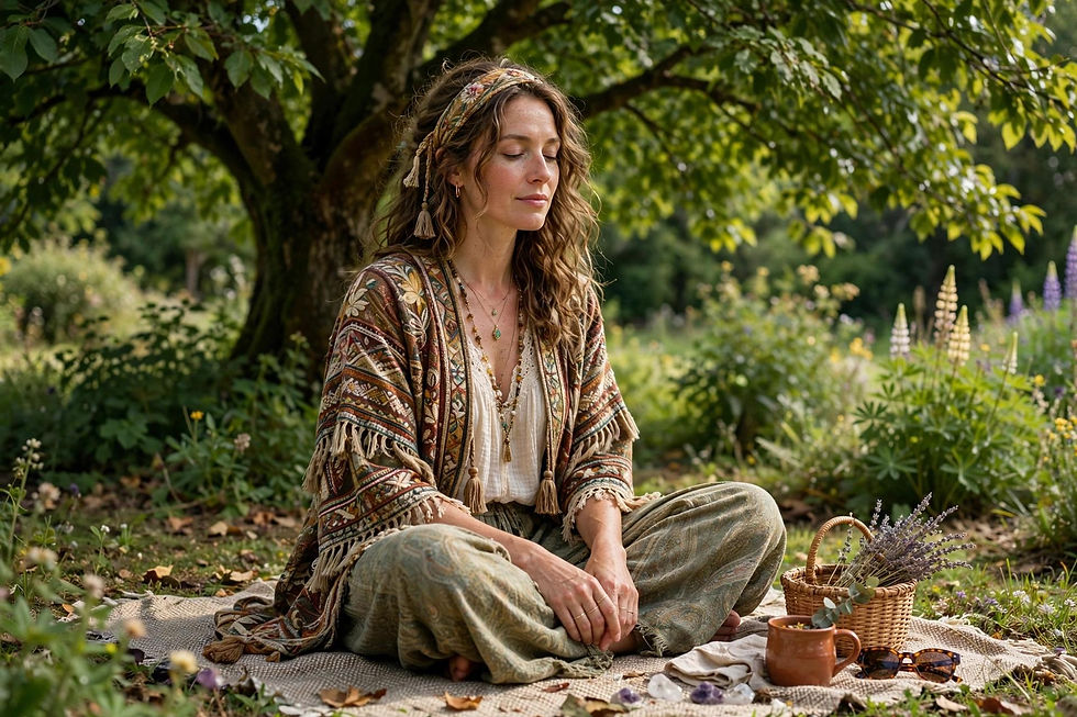 Meditating Lady Boho
