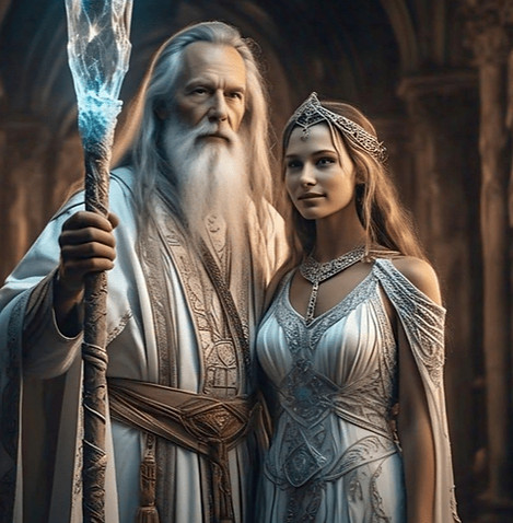 High Priest Melchizedek With Crystal Staff and a Lady