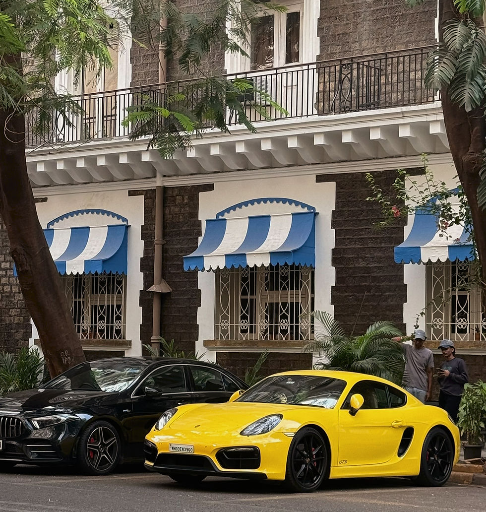 Parked in style outside Bombay Coffee House, Fort.