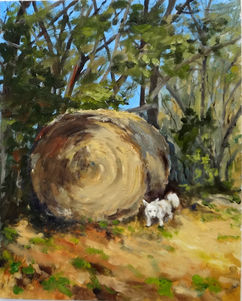 Bianca ed il covone abbandonato - olio su tela - cm. 40x50 .JPG