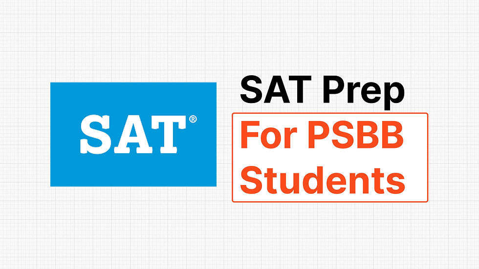 SAT Prep for PSBB Students in Chennai banner featuring the SAT logo and the title 'SAT Prep for PSBB Students' on a light grid background.