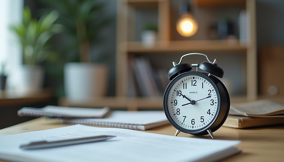 Time management during Digital SAT preparation with study notes and clock in Delhi NCR