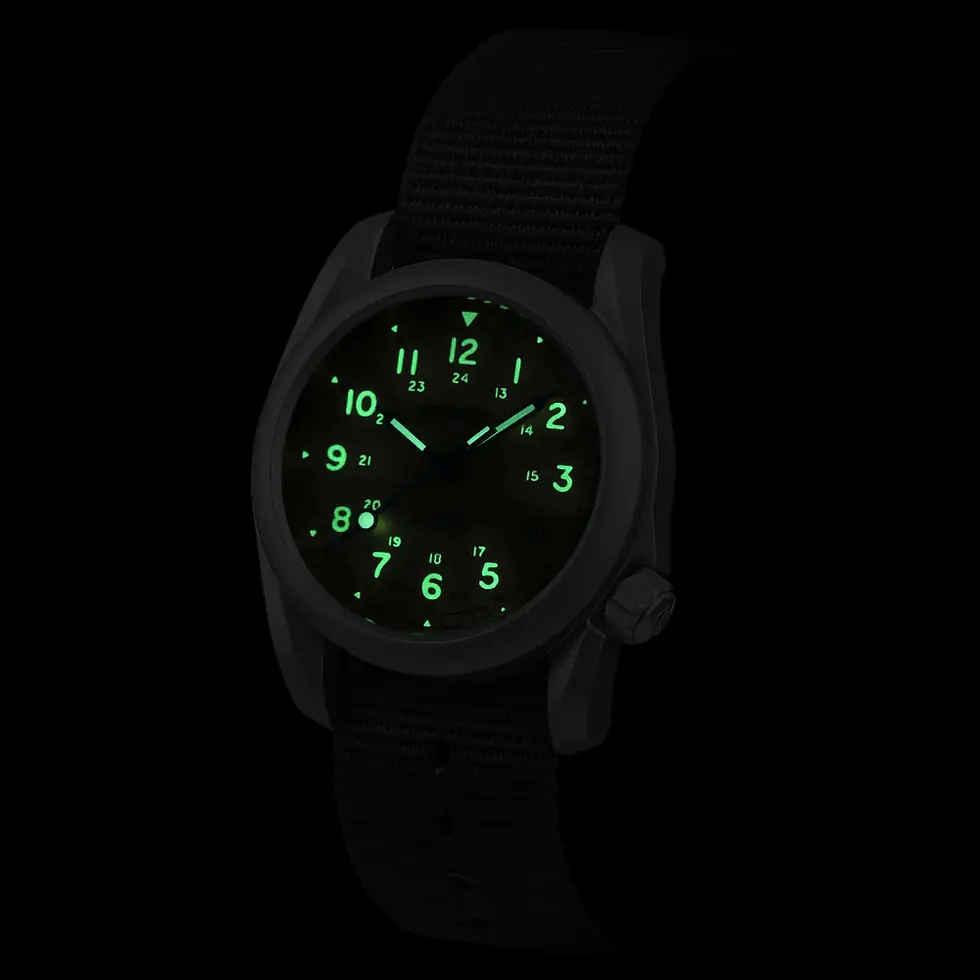 Miniatura: VOYAGER - 100M Waterproof Titanium Automatic Field Watch | Vintage Noir