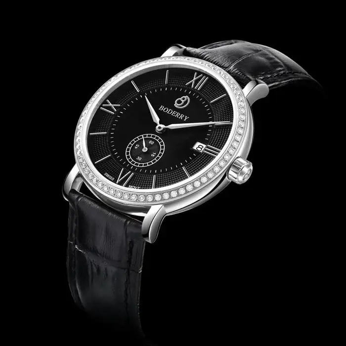 Miniatura: ELEGANT II - Swiss Quartz Movement Watch | Silver &amp; Black Dial