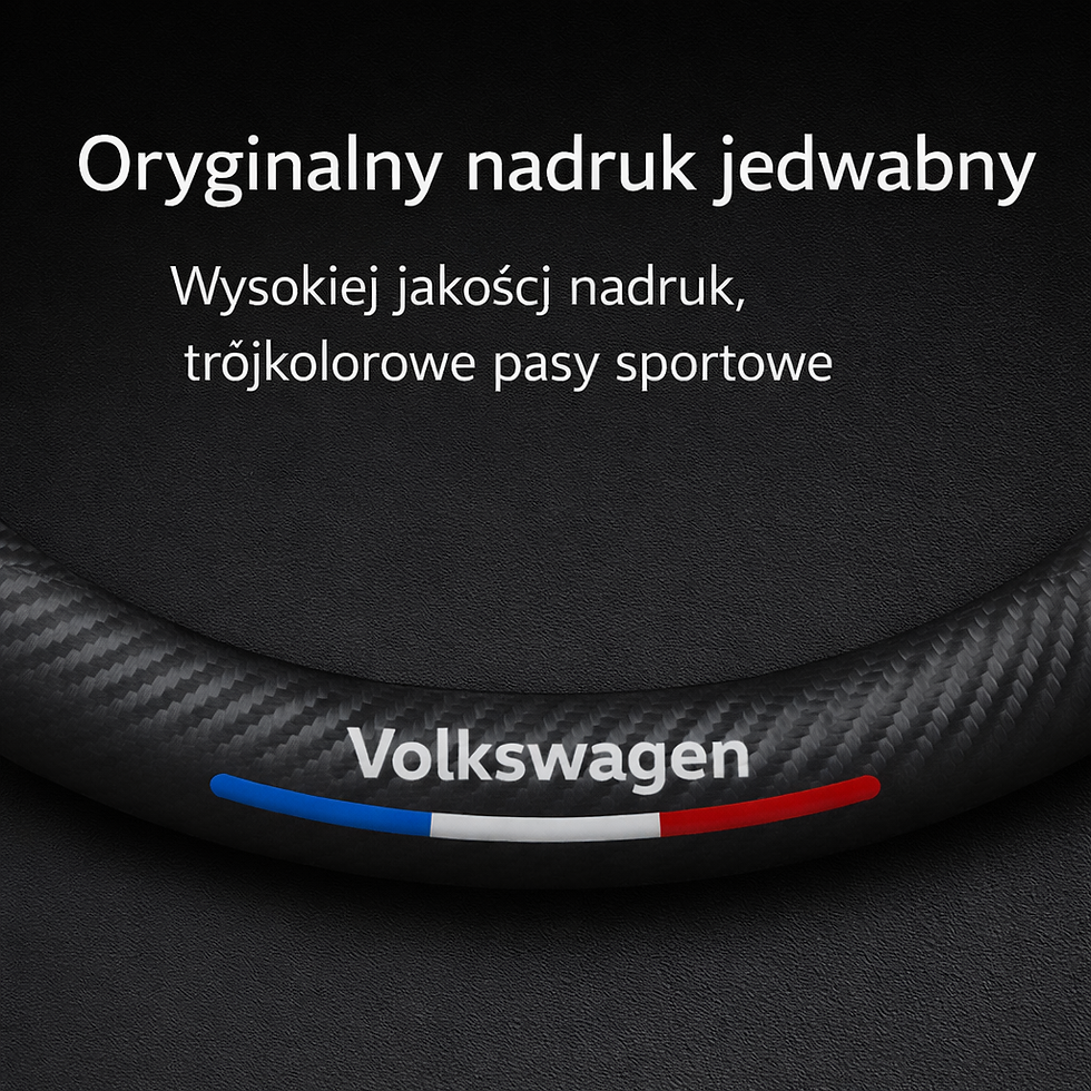 Miniatura: Pokrowiec na kierownice Premium LUX logowany Volkswagen, kształt O,38cm stan