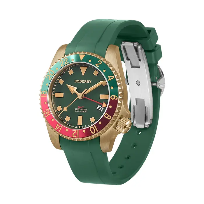 Miniatura: ADMIRAL GMT - 200M Waterproof Bronze Automatic Diver Watch | Green