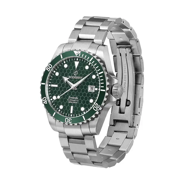 Miniatura: SEATURTLE.OCEAN(TITANIUM) - Automatic Titanium Diver Watch | Turtle Green/Ti-bra