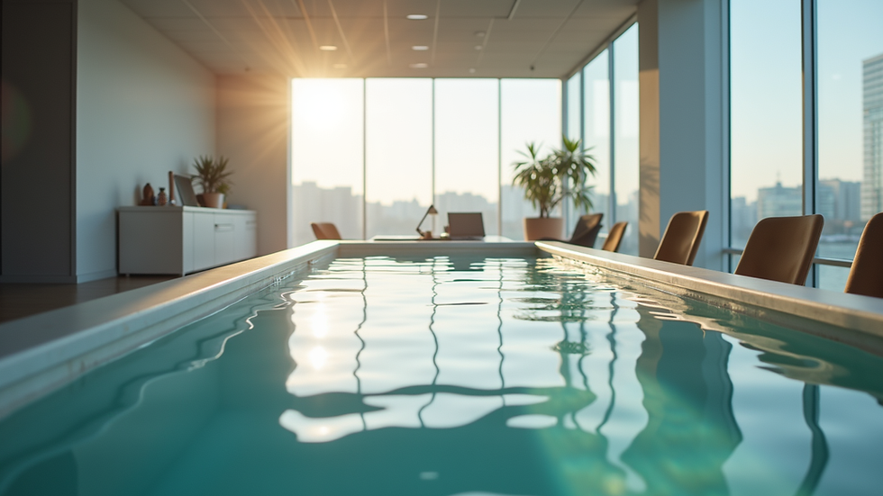 Vue en plongée d’un bureau moderne avec mobilier sur mesure