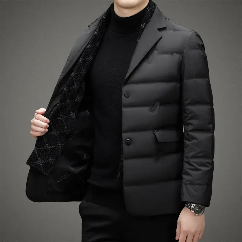 Thumbnail: Men's Down Coat White Duck Down Jacket Winter Warm Business Slim Fit