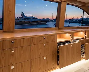 Bespoke marine carpentry and joinery installation inside a yacht Poole