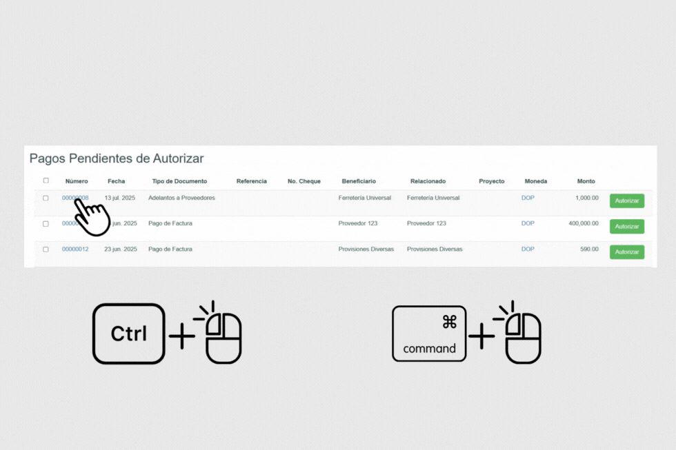 Acceso a múltiples pestañas en Adm Cloud usando Control + clic para multitareas