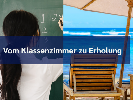 Lehrerin im Klassenzimmer vs Strand