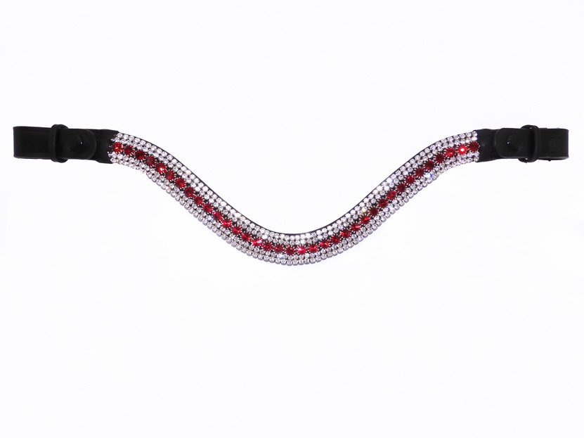 Red and Clear white Preciosa Crystals Detachable Browband