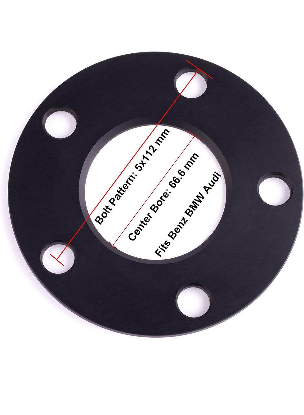 Thumbnail: (2) VLAOSCHI Black 5x112 Hubcentric Wheel Spacer 12mm Front Hub & Rear Set