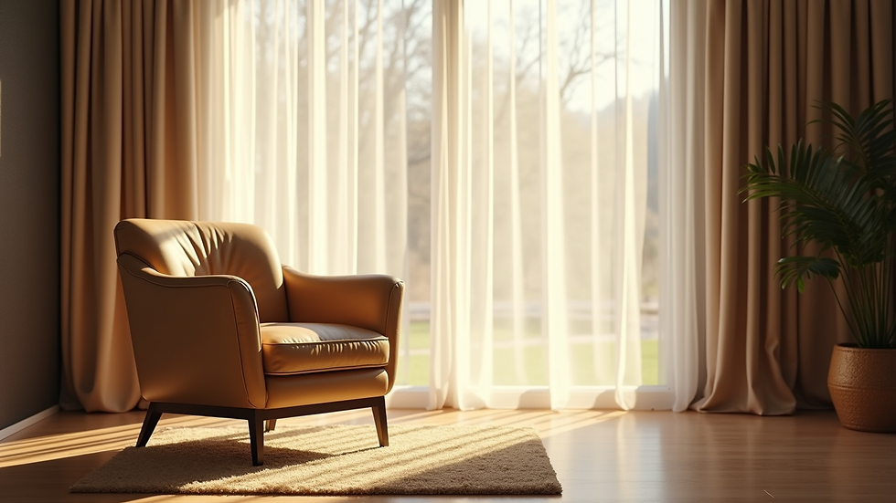 Vue rapprochée d’un fauteuil confortable dans un salon lumineux