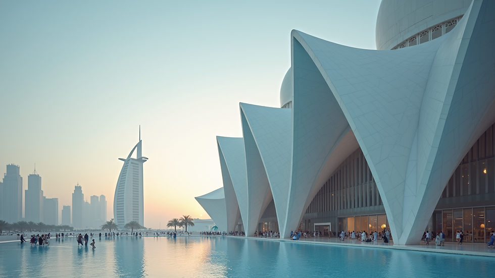 Close-up view of a modern architectural landmark in Dubai