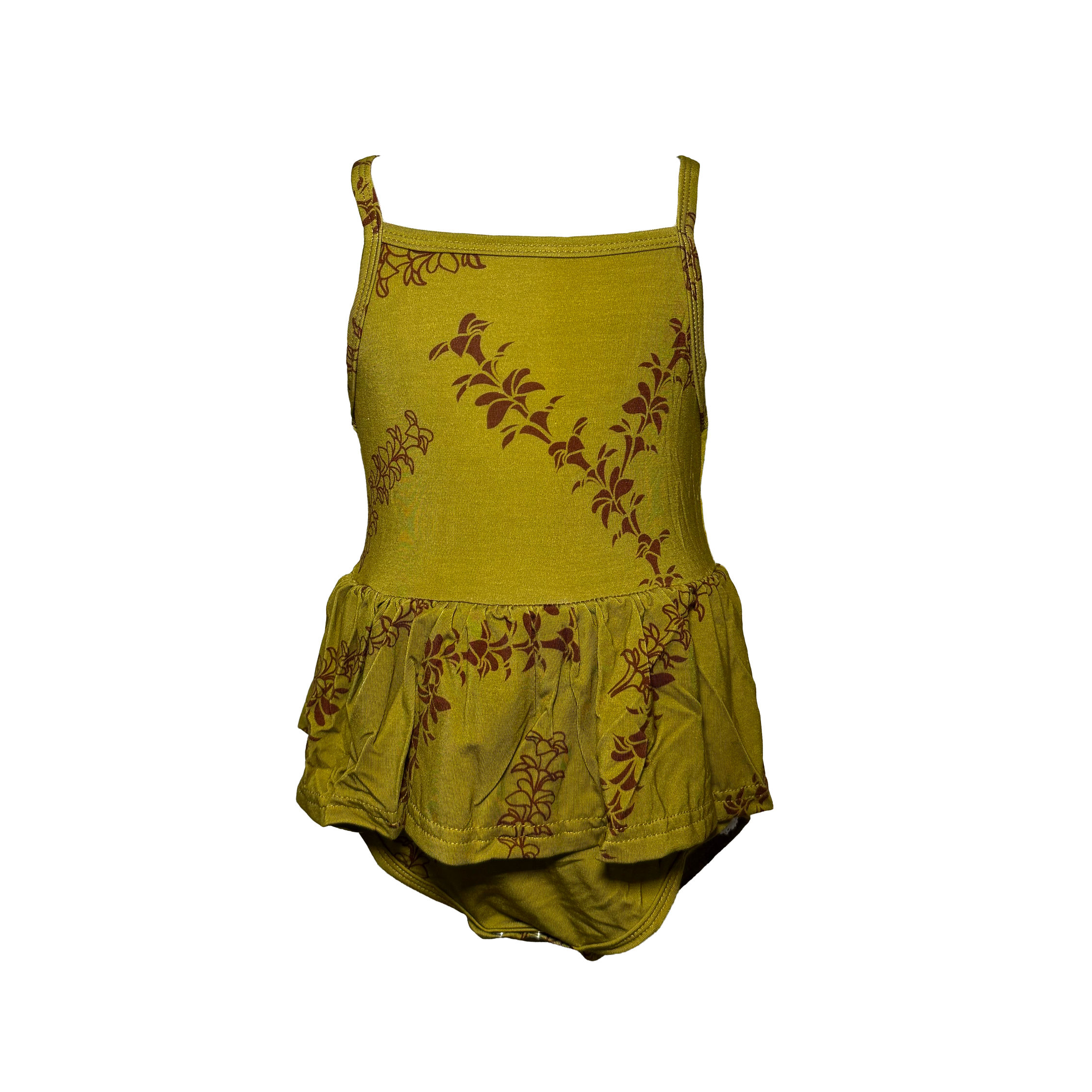 Girl's Brown Matcha Spaghetti Strap Dress