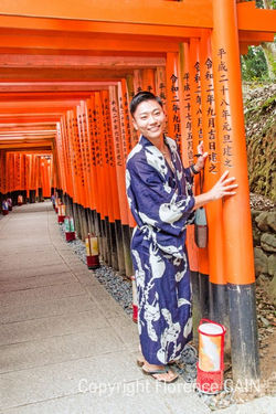 Homme au le temple Fushimi Inari Taisha_Kyoto_Japon