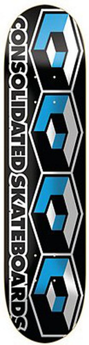 CONSOLIDATED コンソリデーテッド スケートボード デッキ TEAM 4 CUBE DECK ブラック 7.5インチ/7.625インチ/8.125インチ NO29 CONSOLIDATED [コンソリデーテッド] CUBE DECK / BLUE / 7.5インチ