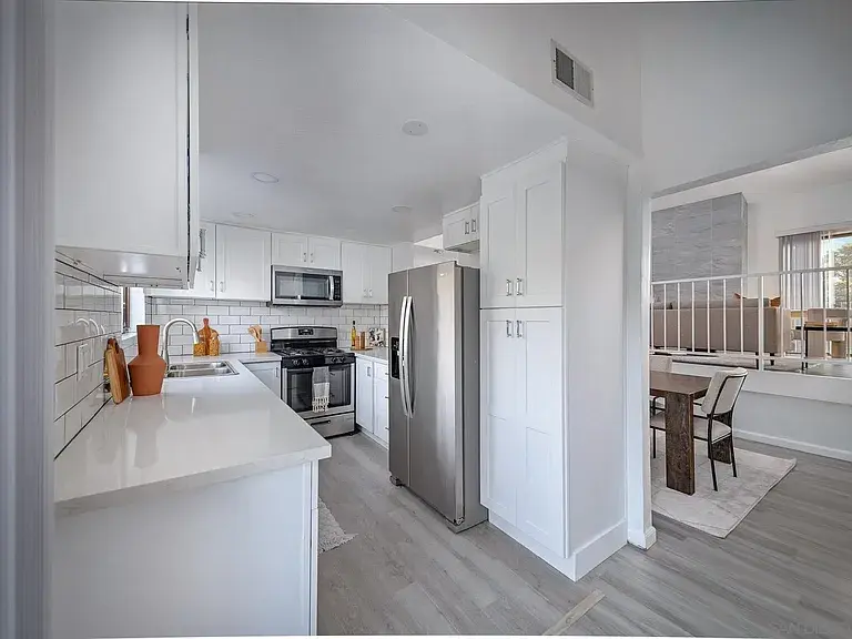 Modern white kitchen staging design