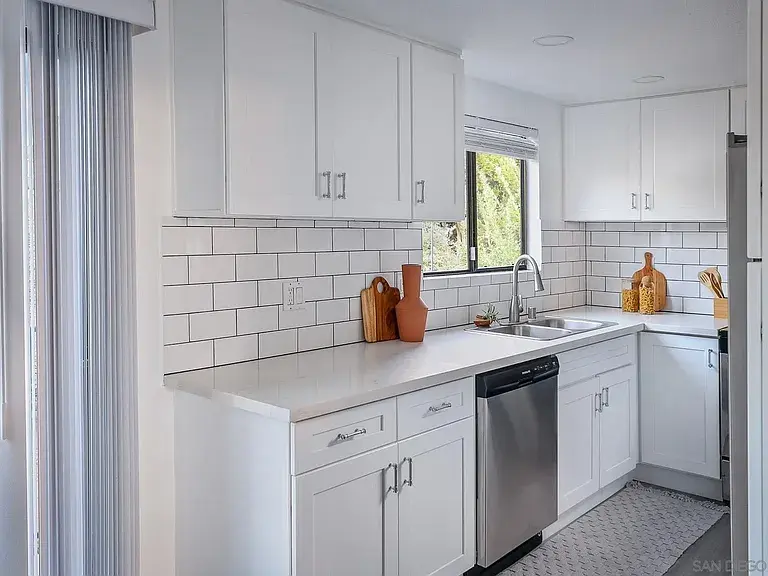 Modern white kitchen interior staging