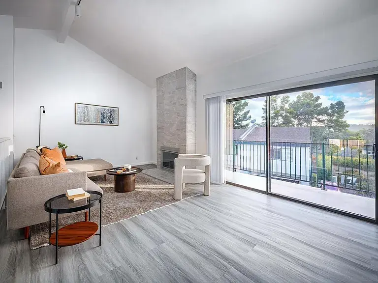 Open living room with outdoor view staging