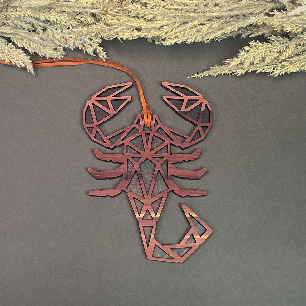 Thumbnail: Geometric Scorpion Sun Catcher (Cedar/Oil Slick Acrylic)