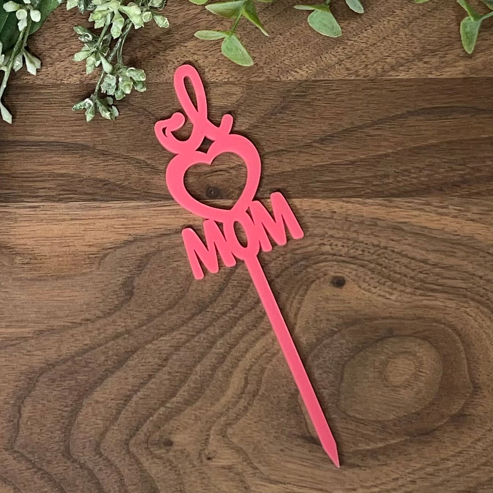 I Love Mom Acrylic Plant Stake (Pastel Pink)