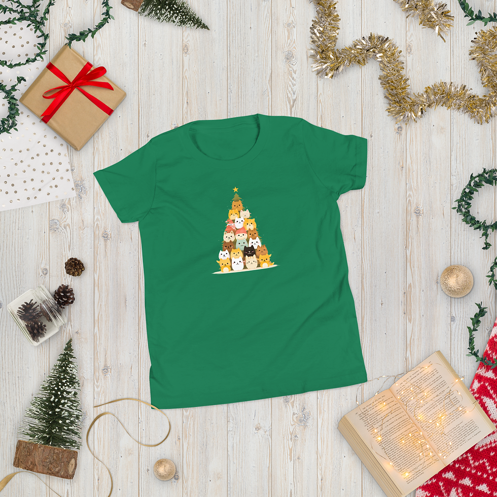 Thumbnail: Cats Christmas Tree Youth Short Sleeve T-Shirt
