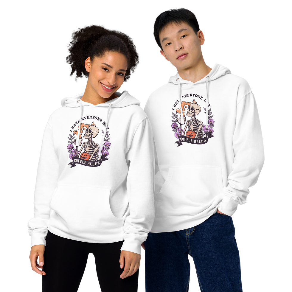 Thumbnail: I Hate Everyone But Coffee Helps Unisex Midweight Hoodie