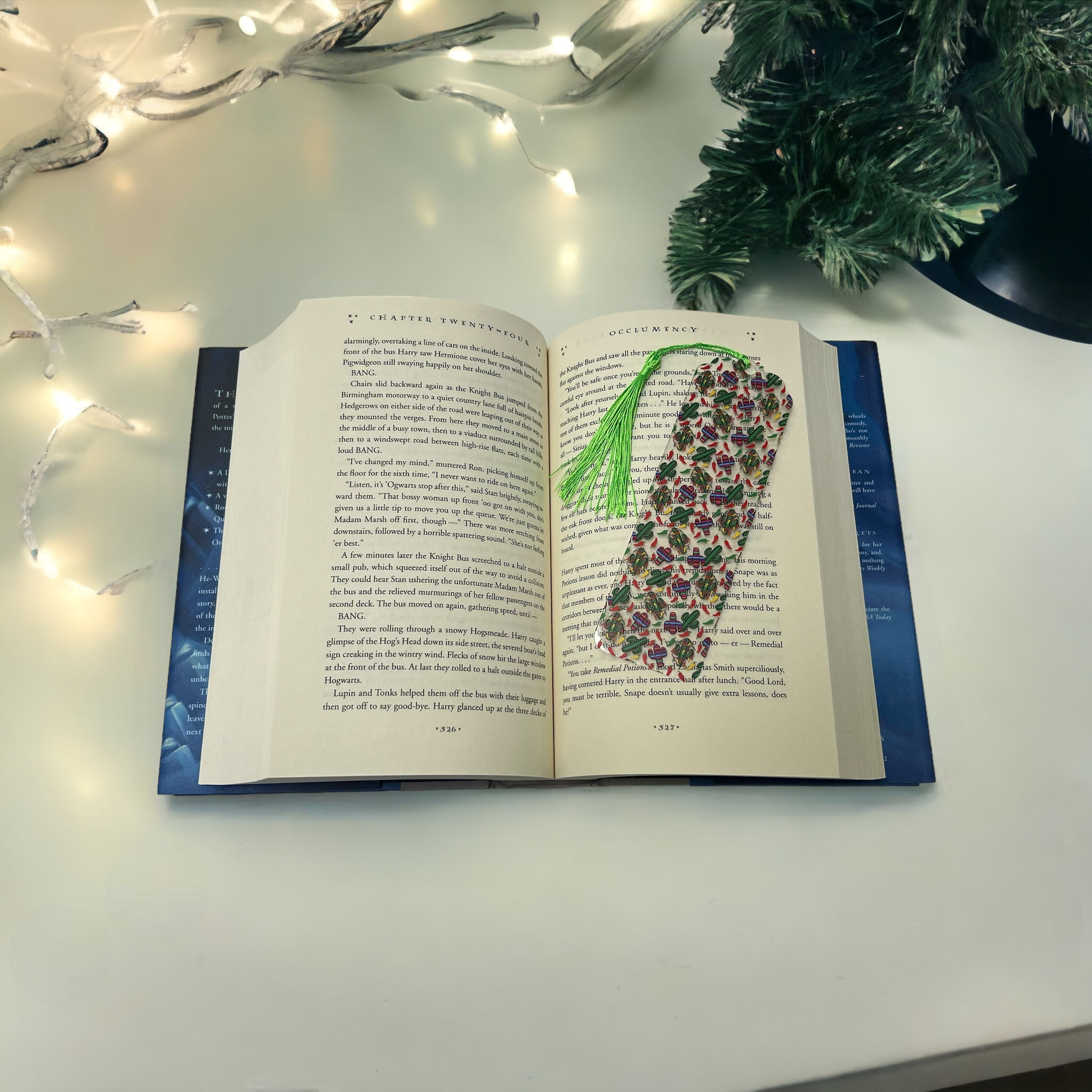 Southwest Saguaro Bookmark (Light Green Tassel)