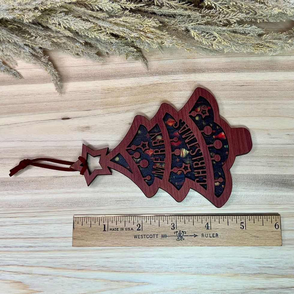 Thumbnail: Merry Christmas Tree Sun Catcher (Cedar/Watercolor Christmas Trees)