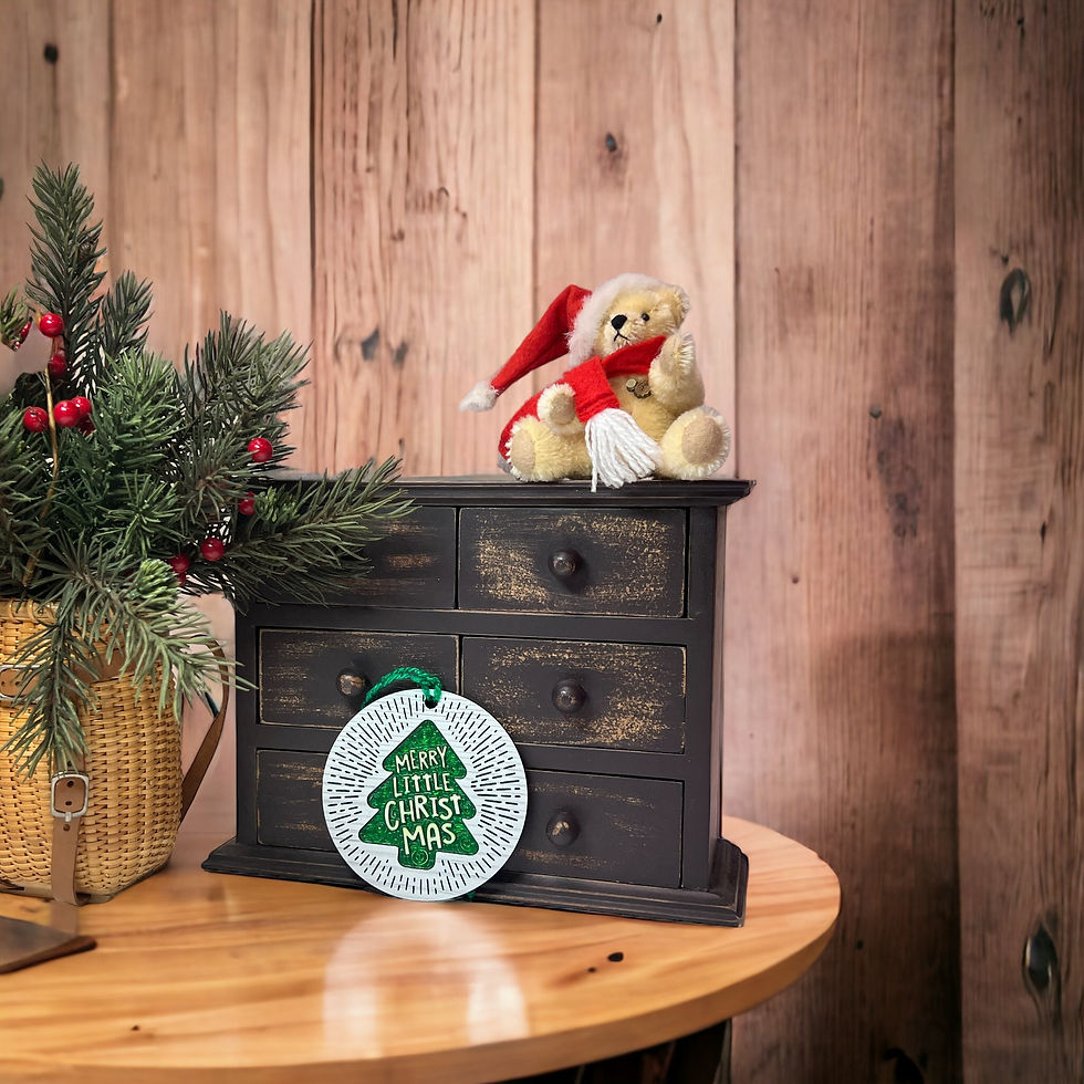 Merry Little Christmas Ornament (Whitewash/Green)