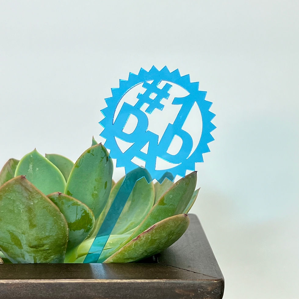 #1 Dad Acrylic Plant Stake (Transparent Blue)