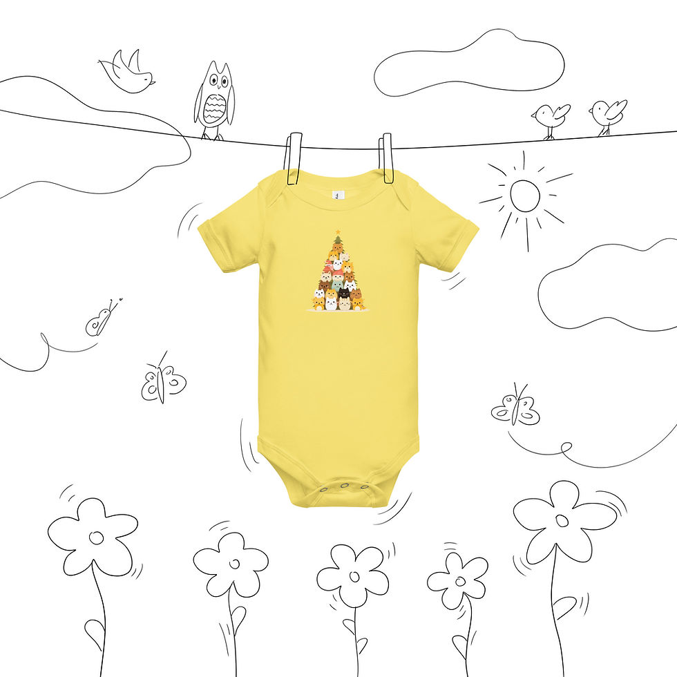 Thumbnail: Cats Christmas Tree Baby Short Sleeve Onesie