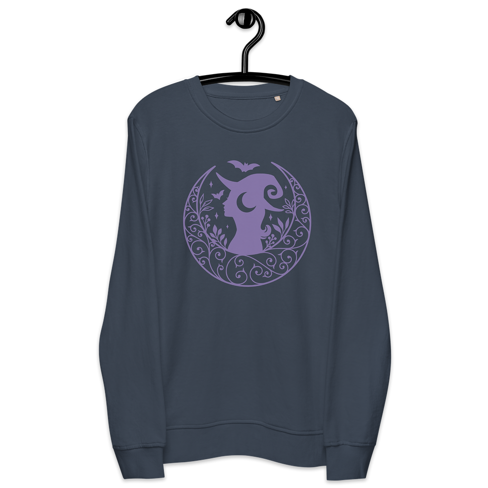 Thumbnail: Witchy Unisex Organic Sweatshirt (Purple Graphic)