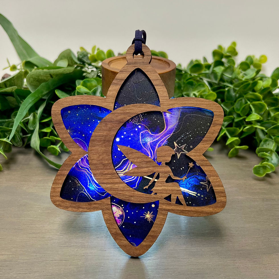 Fairy Moon Sun Catcher (Walnut/Dark Cosmos Acrylic)