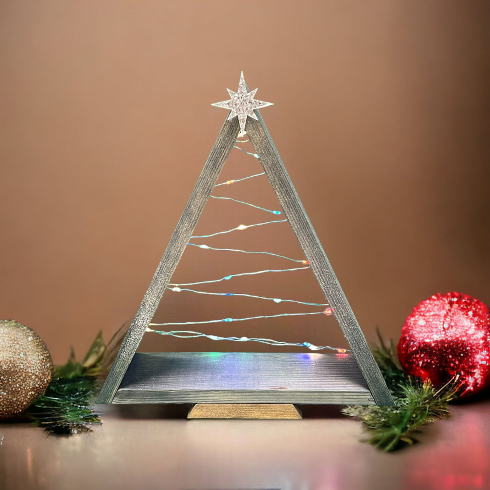 Handmade Tabletop Christmas Tree with Colored Lights