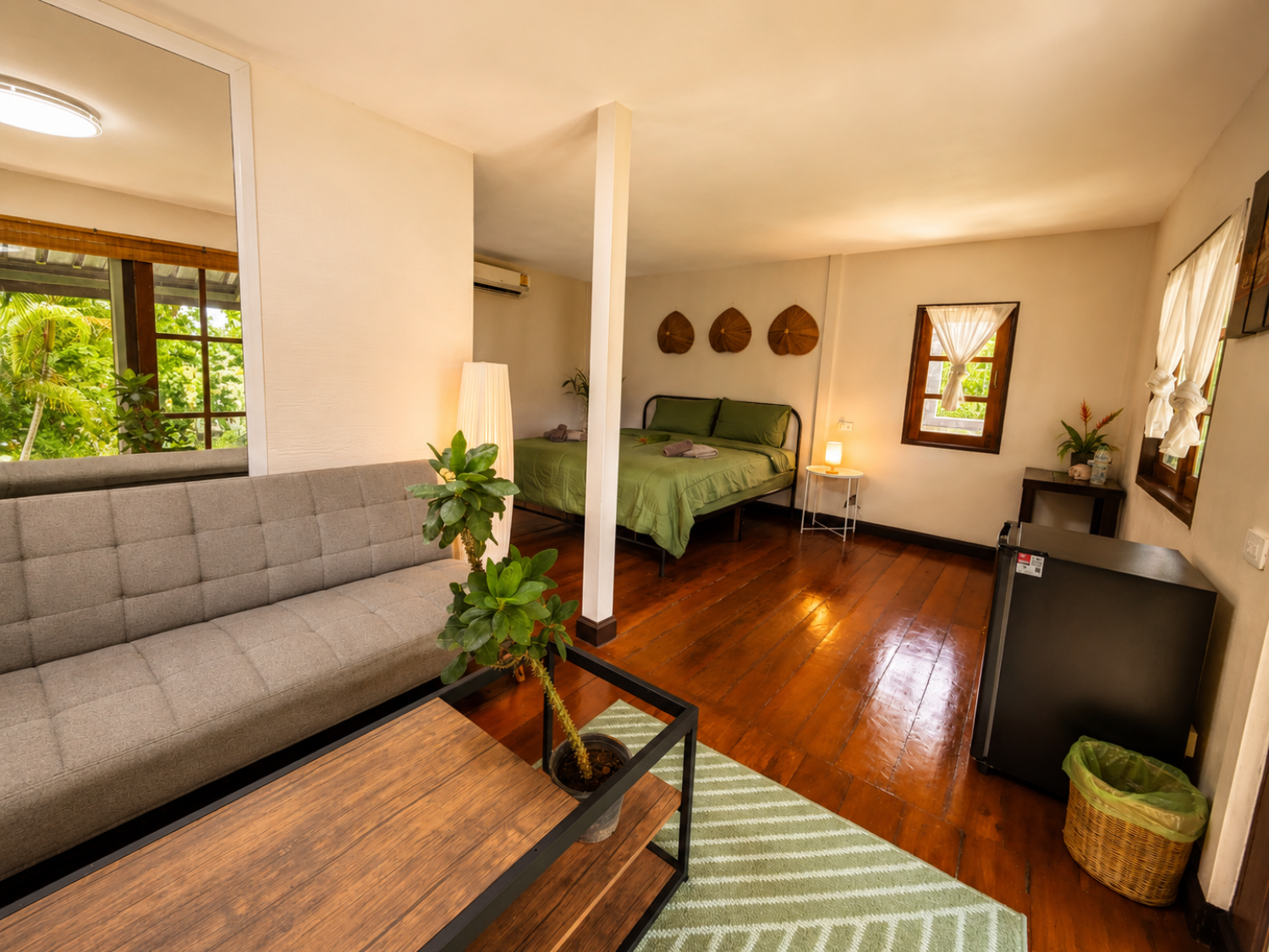 King-size sleeping area inside a Garden Villa at Vanara Eco Resort