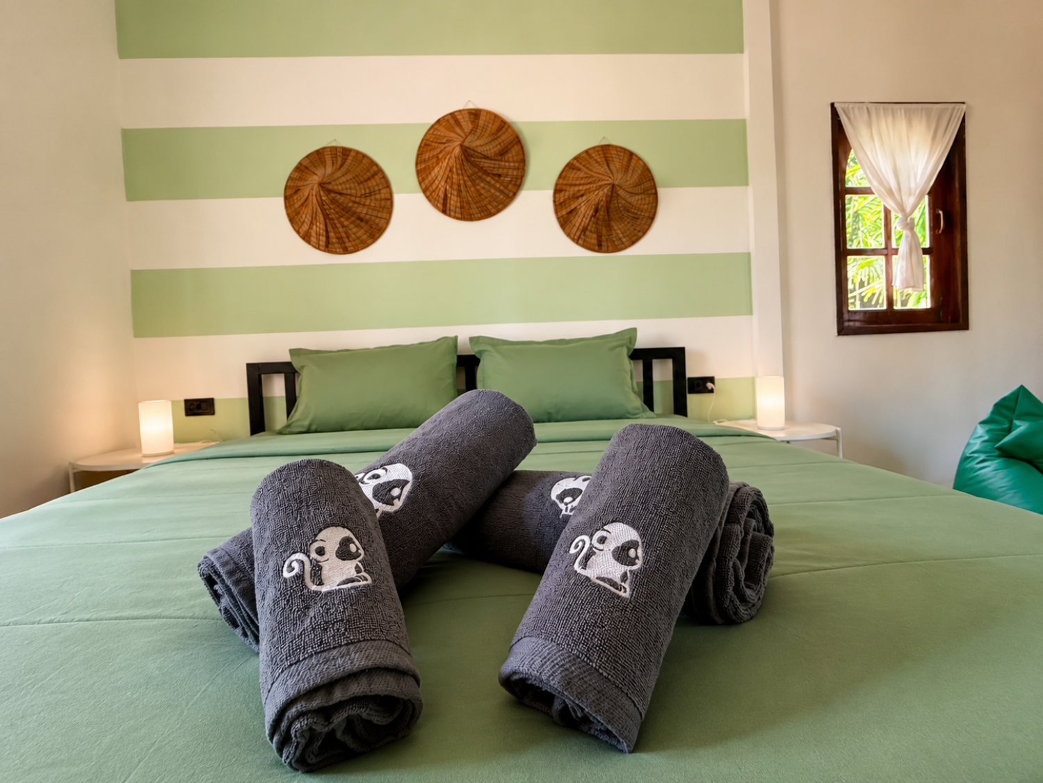 King-size bed inside a Garden Bungalow at Vanara Eco Resort