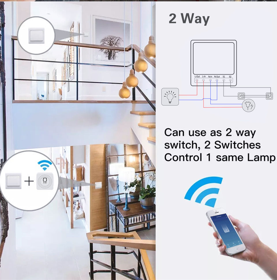 Thumbnail: 16A 20A Tuya WiFi Smart Switch 2-way Control Mini Smart Breaker Work With Smart 