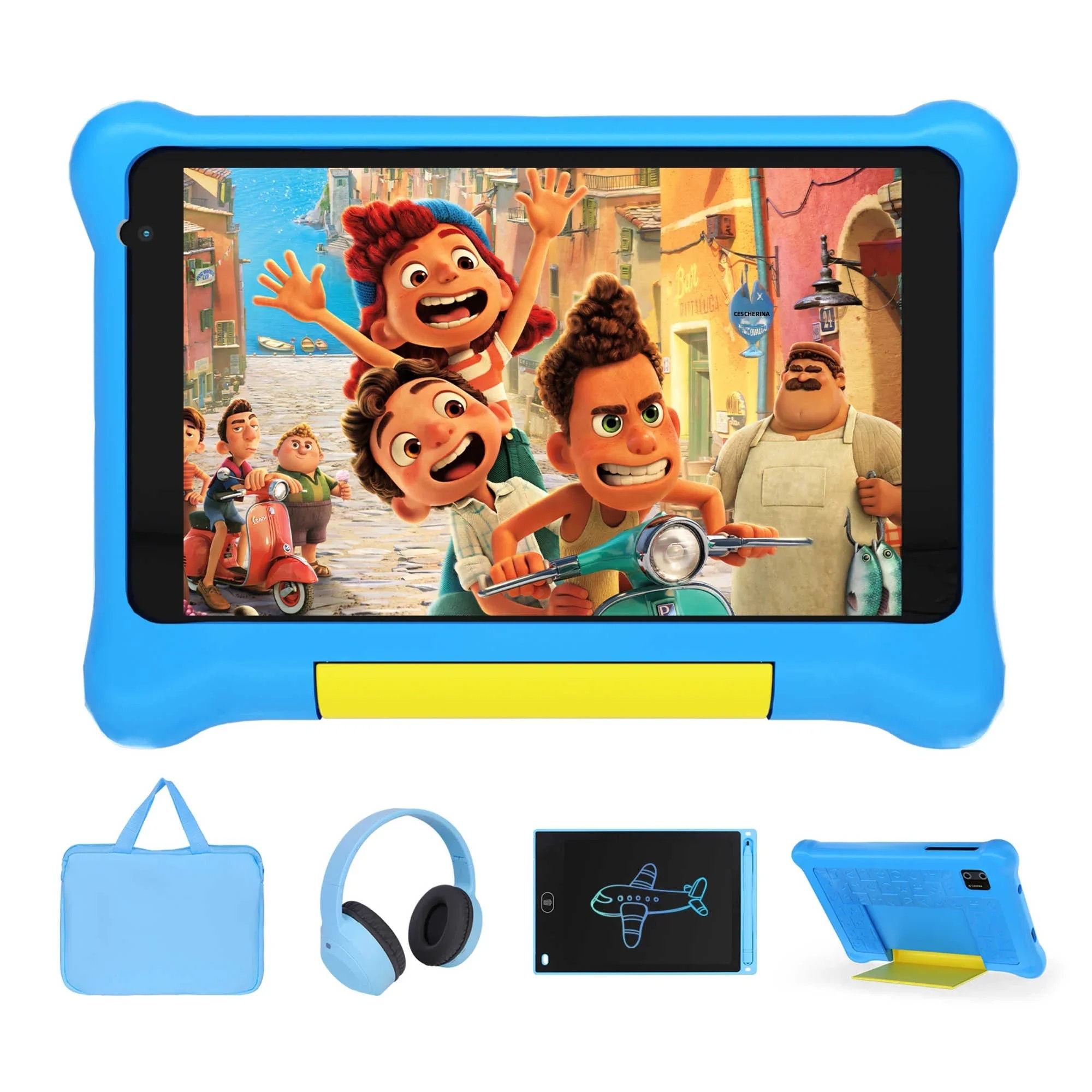 URAO 7 Inch Kids Learning Tablet Bundle Writing Board Drawing Tablet Headphones