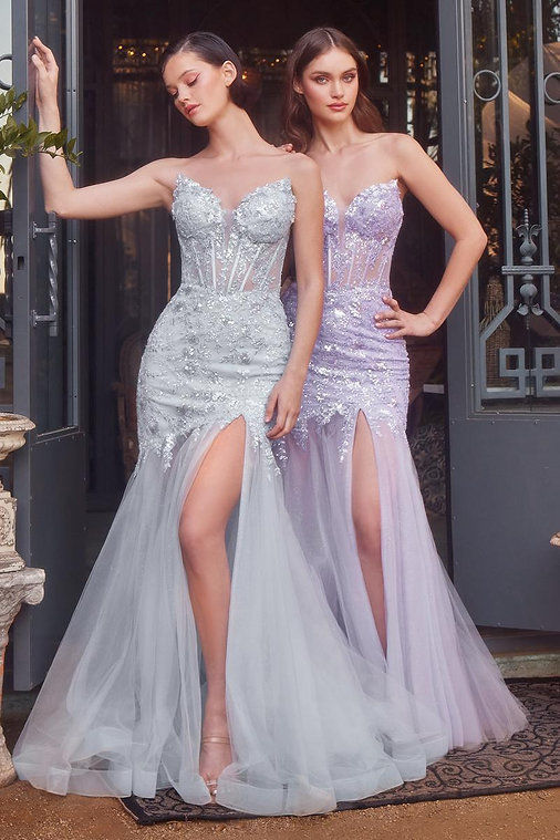 Thumbnail: Tulle Strapless Mermaid Corset Gown